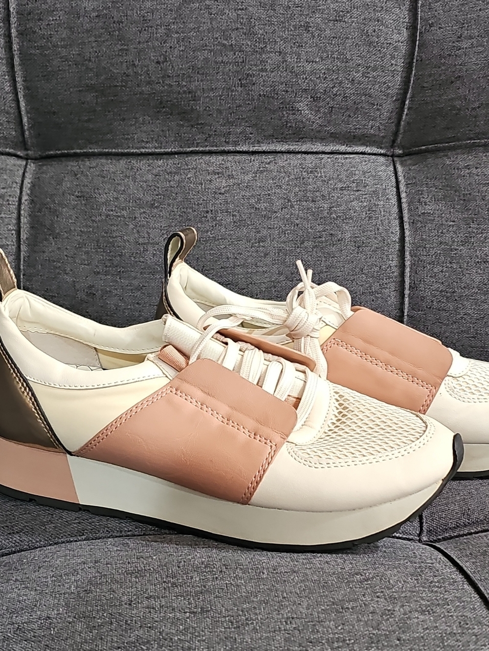 Dolce Vita Cream and Blush Platform Sneakers